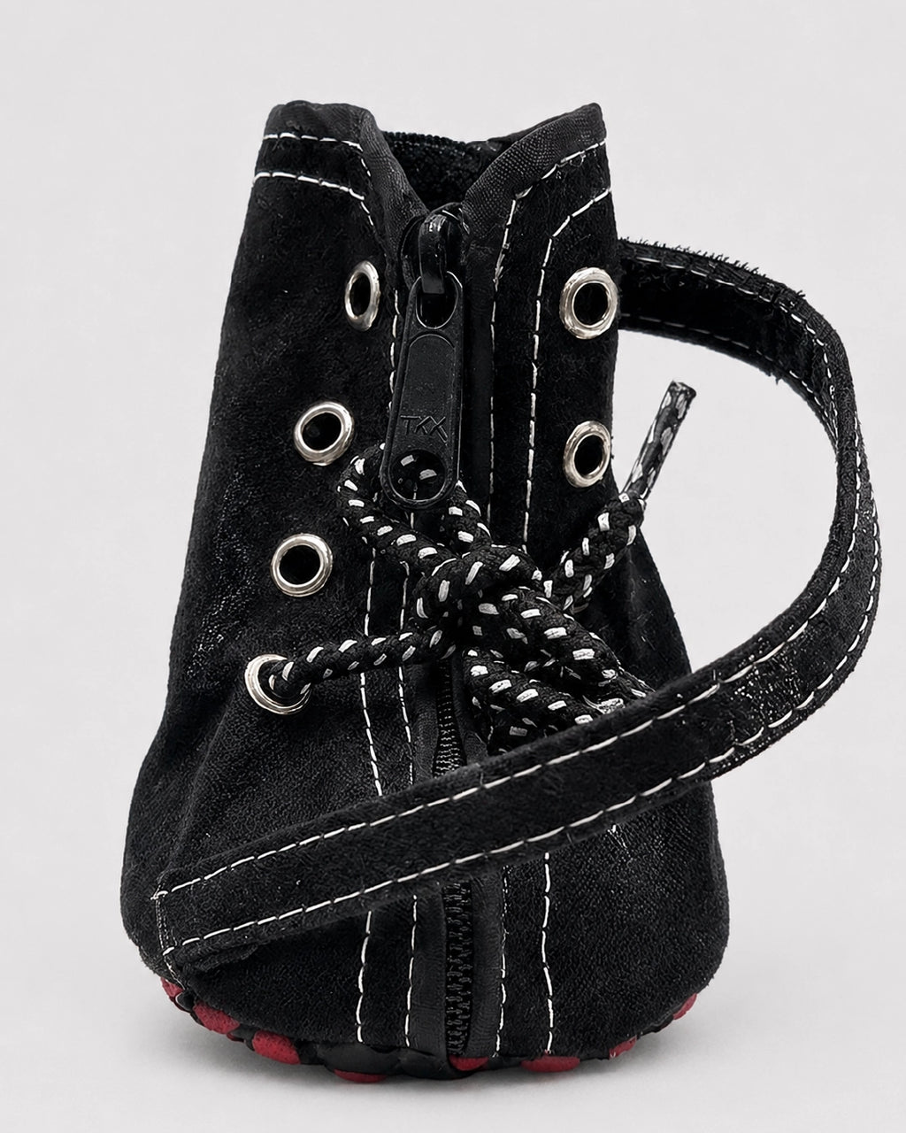 Nerox dog boot side view YKK zip velcro strap lace-up triple closure