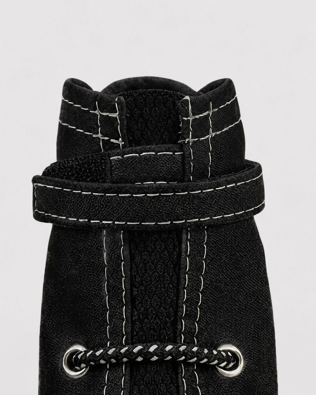 Nerox dog boot velcro strap and lace-up detail back view close-up