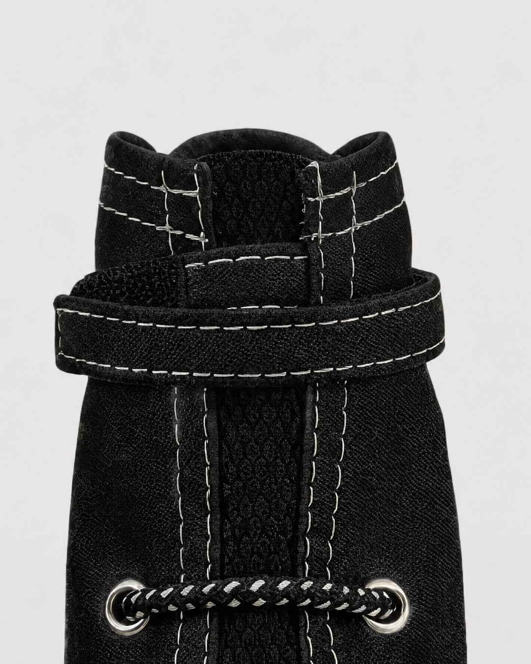 Nerox dog boot velcro strap and lace-up detail back view close-up
